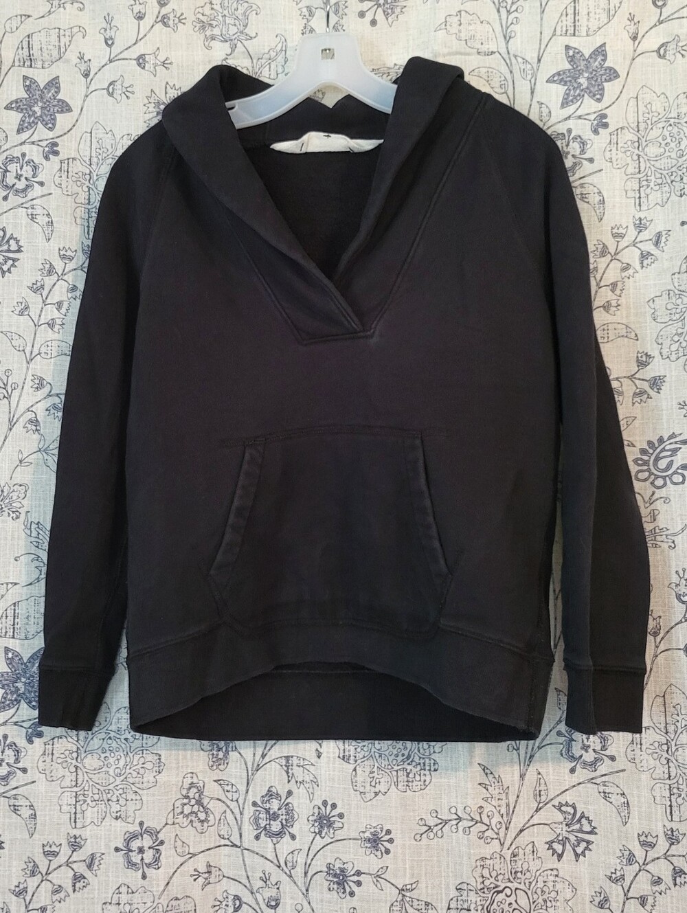 J. Crew Black V-Neck Partial Cowl Pullover Sweatshirt